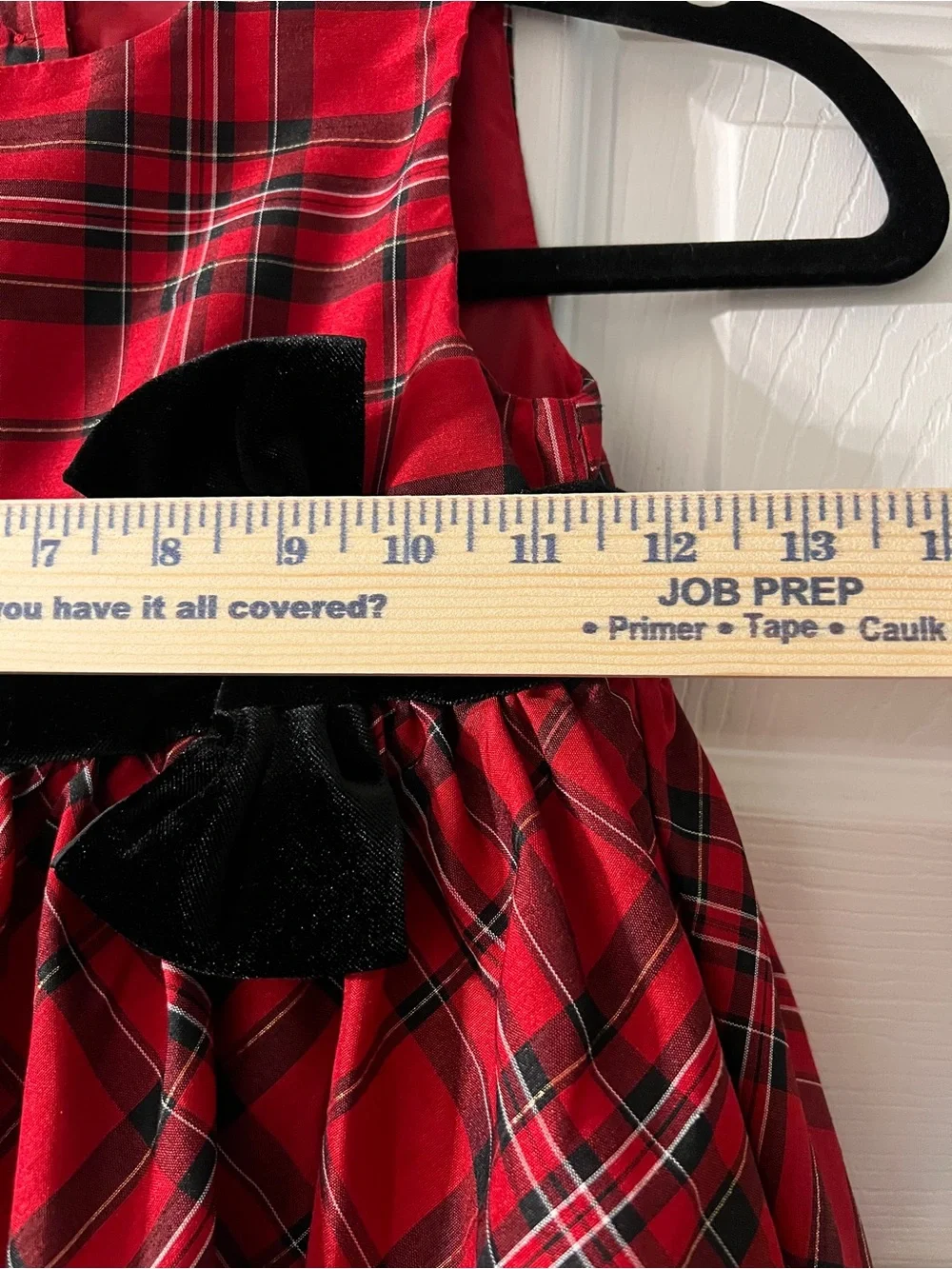Gymboree Christmas Red Plaid Dress Size 5T Black Velvet Bow Holiday Party